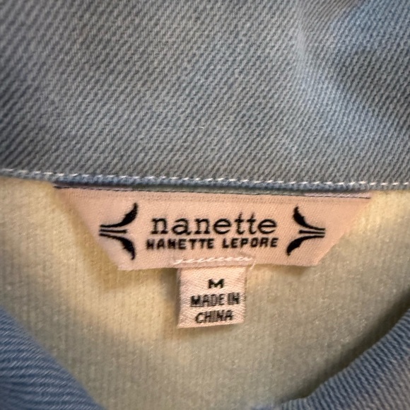 Nanette Lepore Ecru & Light Denim Cropped Jacket | Size M | - Picture 5 of 9